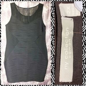 NY Collection Blk Wavy Ribbed Illusion Soft Knit Tank Bodycon Dress 2X(16/18/20)